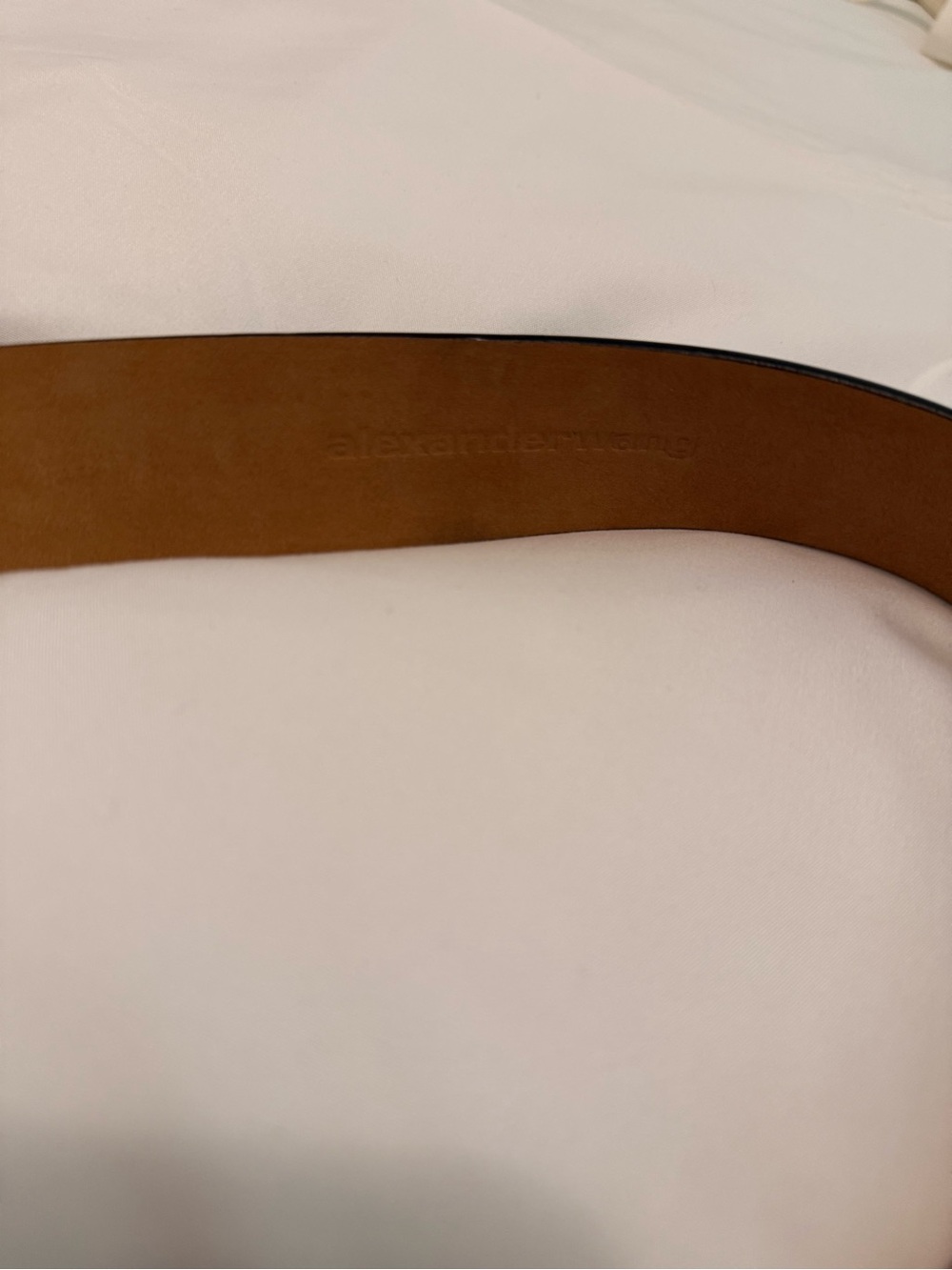 Alexander Wang Black Leather Belt with Silver W Buckle - Picture 3 of 3